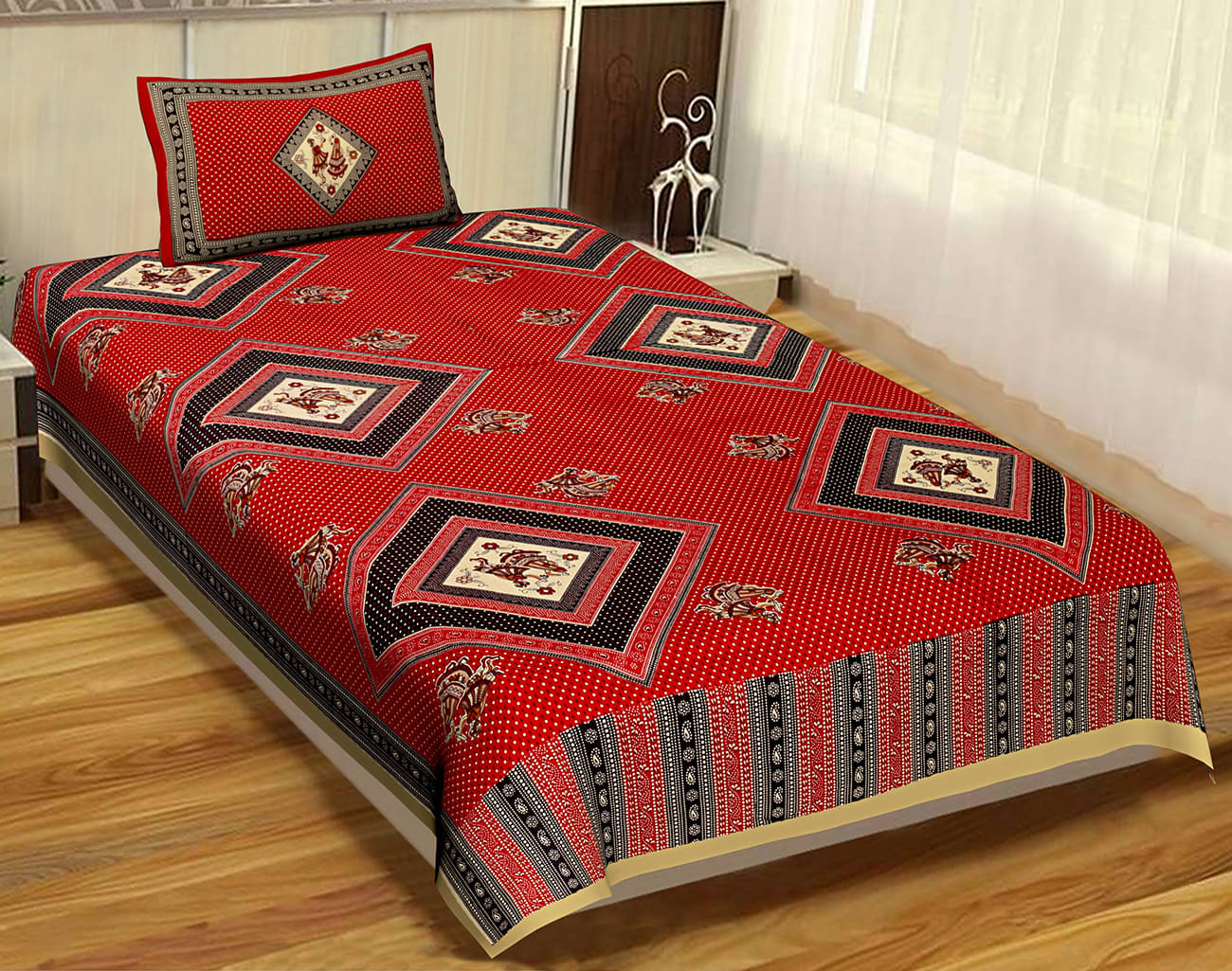     			unique choice Cotton Single Bedsheet ( Red )