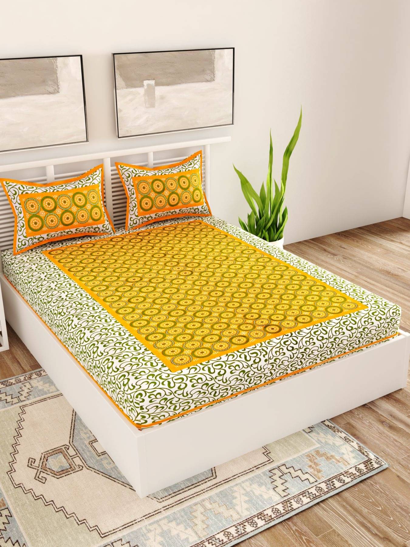 unique choice Cotton Double Bedsheet ( Yellow )     			unique choice Cotton Double Bedsheet ( Yellow )