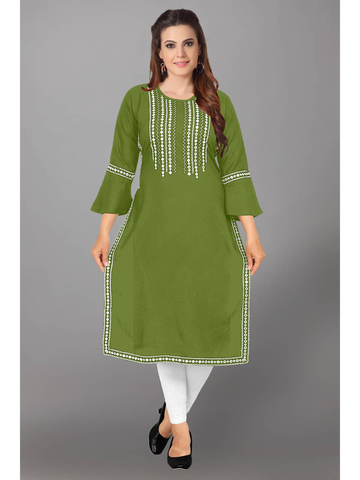 Kapadia - Green Rayon Women's Straight Kurti ( Pack of 1 ) - Kurtis, Tunics | Buy online on ZillyBuy