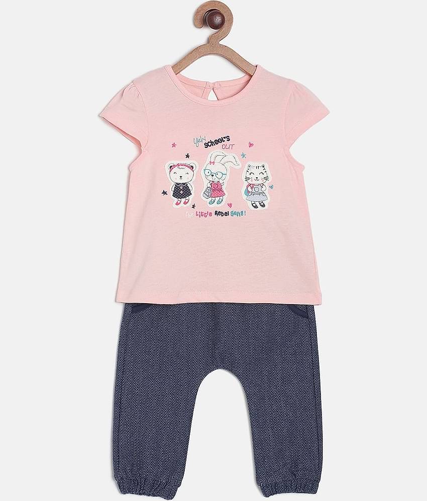 MINI KLUB Pack of 1 Baby Girls Cotton Top & Trouser ( Pink )