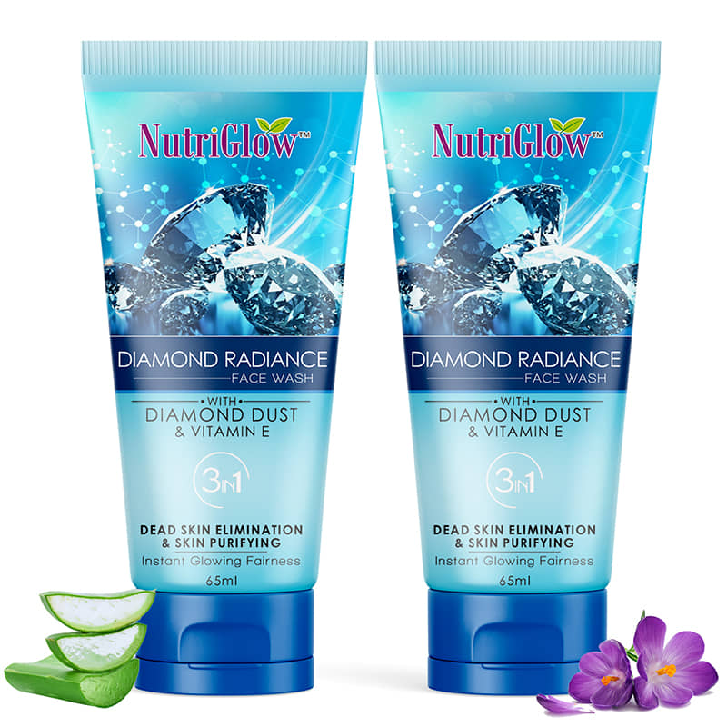 NutriGlow Diamond Radiance Face Wash Fresh Feel With Vitamin E For Skin Brightening & Anti-Ageing, 65ml (Pack of 2)