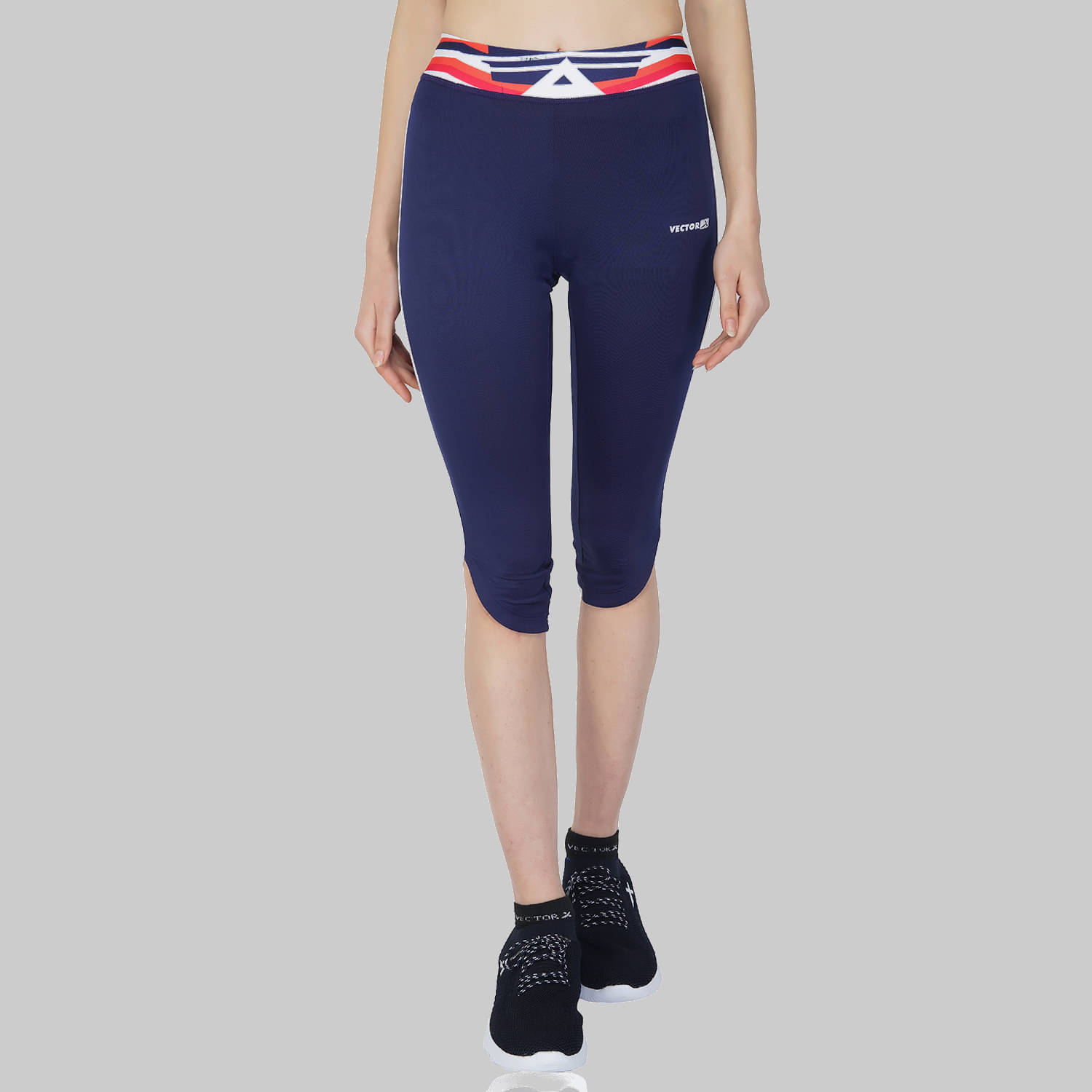     			Vector X Navy Polyester Solid Capri - Single