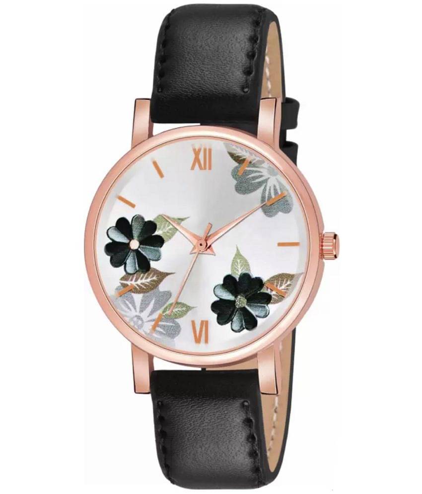     			AQUA BLISS - Black Leather Analog Womens Watch