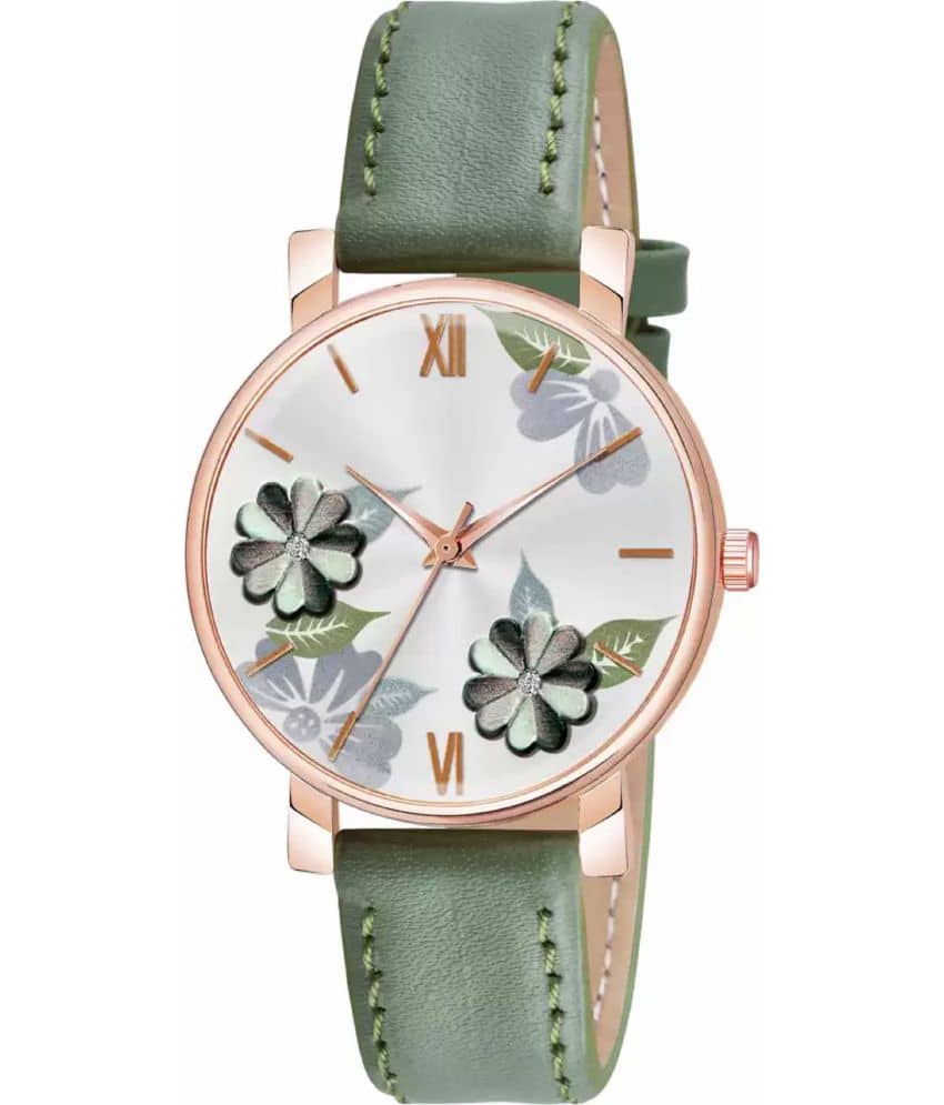 AQUA BLISS - Green Leather Analog Womens Watch