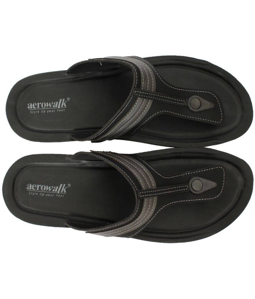     			Aerowalk - Black Men's Leather Slipper
