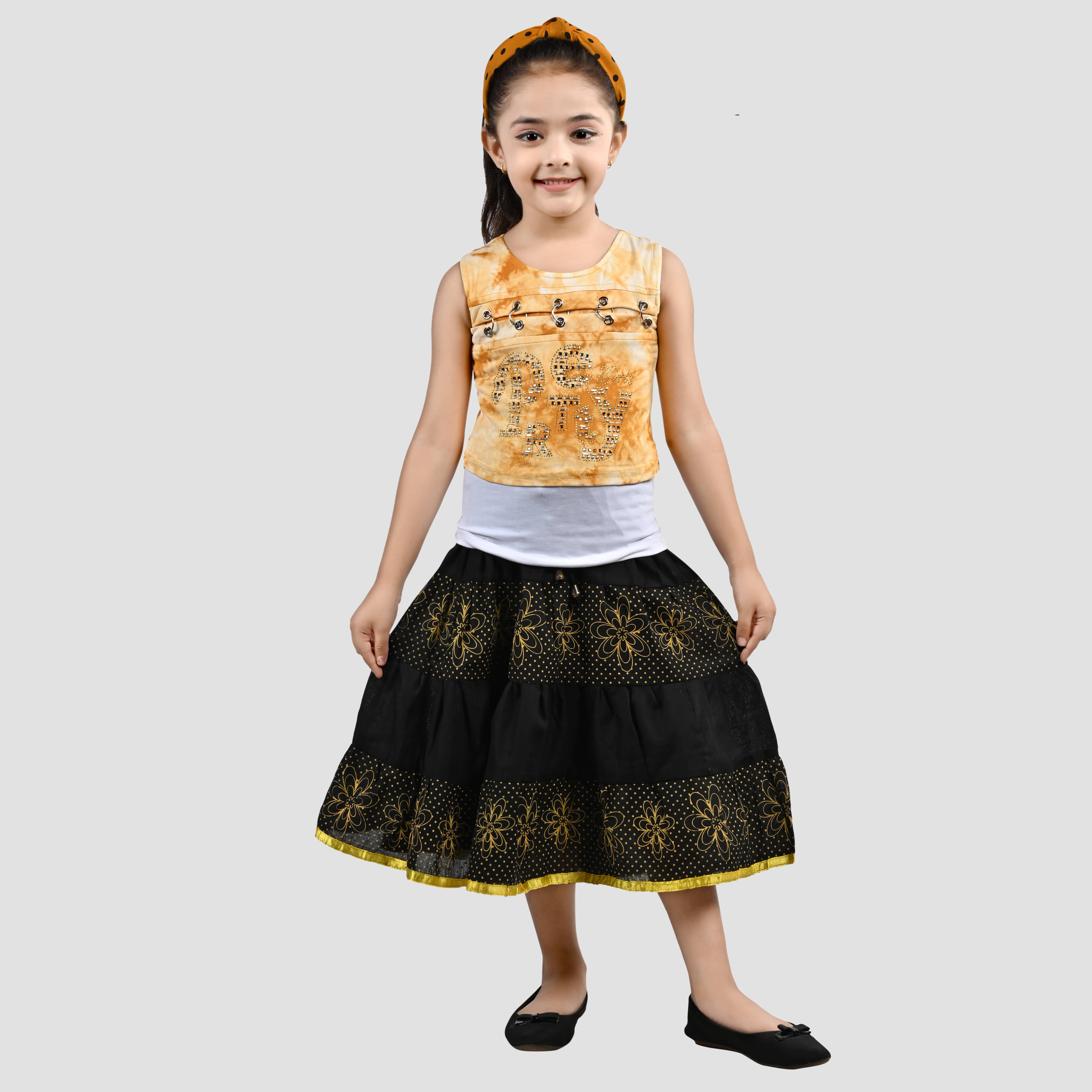     			Arshia Fashions Pack of 1 Girls Cotton Blend Top With Skirt ( Yellow )
