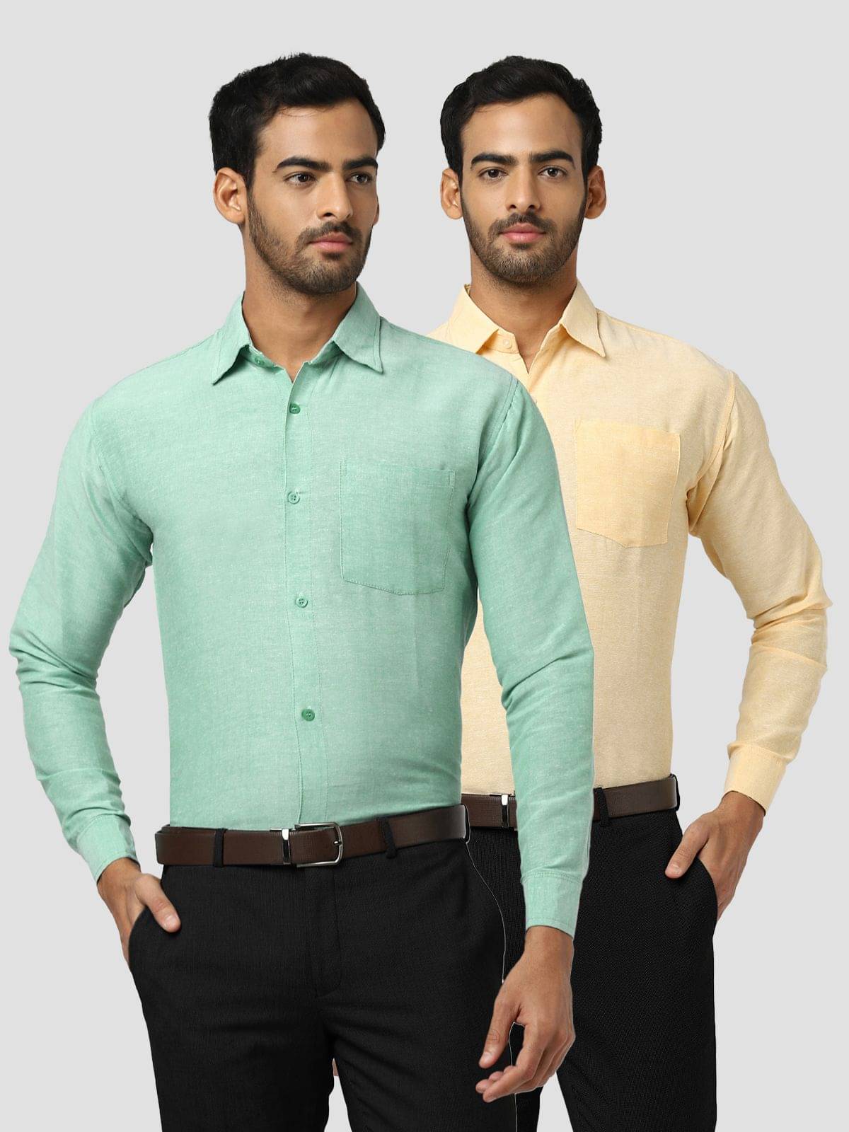 DESHBANDHU DBK 100% Cotton Regular Fit Solids Men's Casual Shirt - Multicolor ( Pack of 2 ) DESHBANDHU DBK 100% Cotton Regular Fit Solids Men's Casual Shirt - Multicolor ( Pack of 2 )