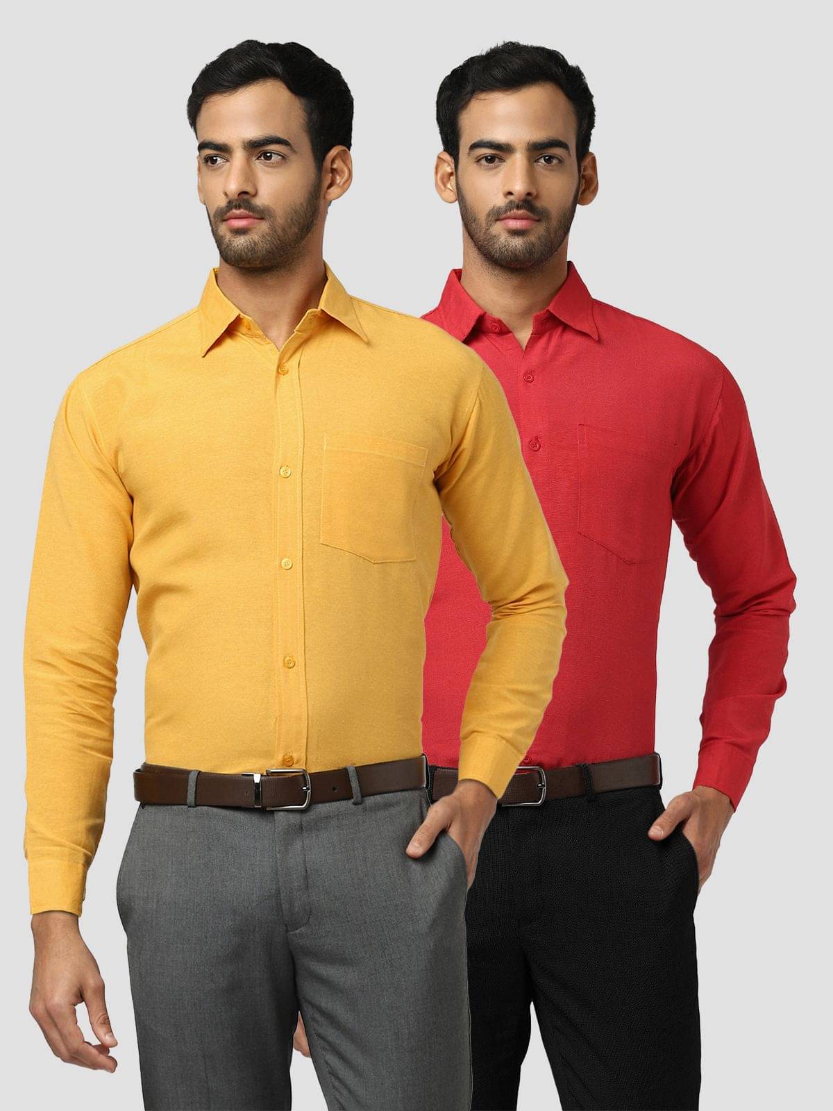 DESHBANDHU DBK 100% Cotton Regular Fit Solids Men's Casual Shirt - Multicolor ( Pack of 2 )     			DESHBANDHU DBK 100% Cotton Regular Fit Solids Men's Casual Shirt - Multicolor ( Pack of 2 )