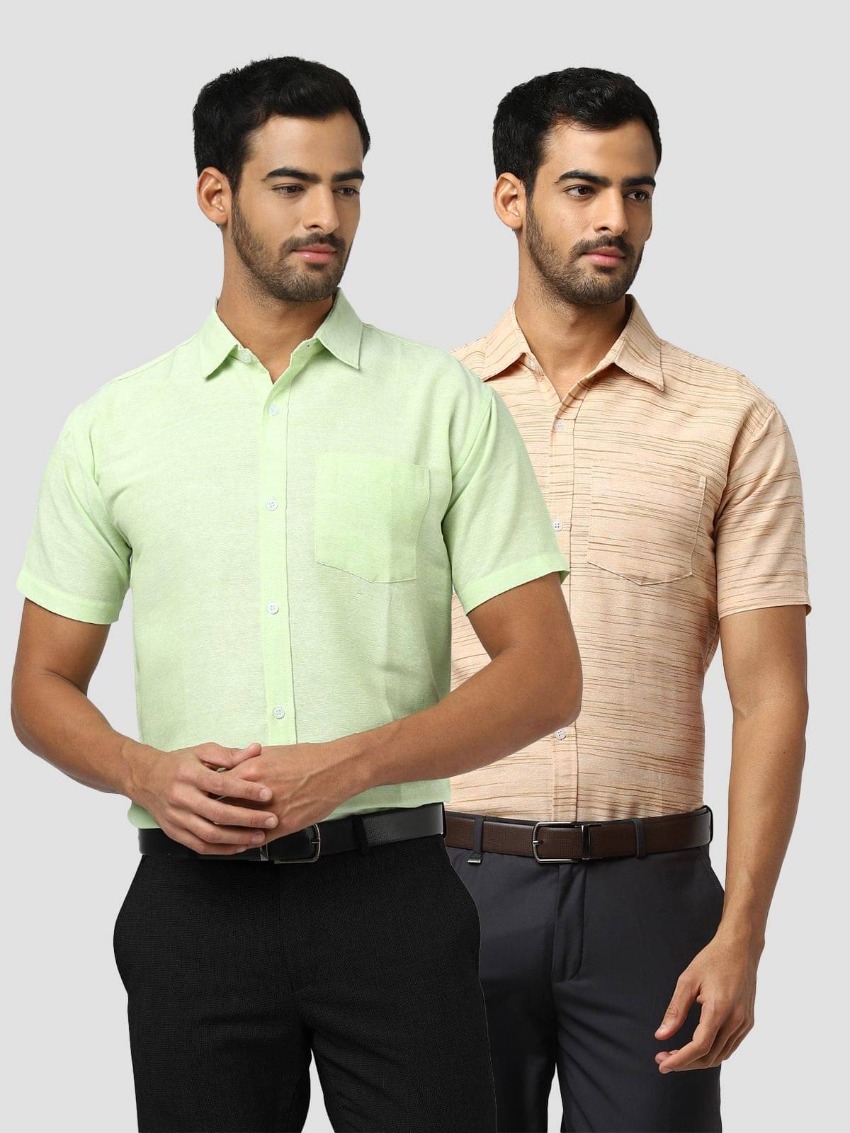 DESHBANDHU DBK Multicolor Cotton Regular Fit Half Sleeves Men's Casual Shirt ( Pack of 2 ) DESHBANDHU DBK Multicolor Cotton Regular Fit Half Sleeves Men's Casual Shirt ( Pack of 2 )