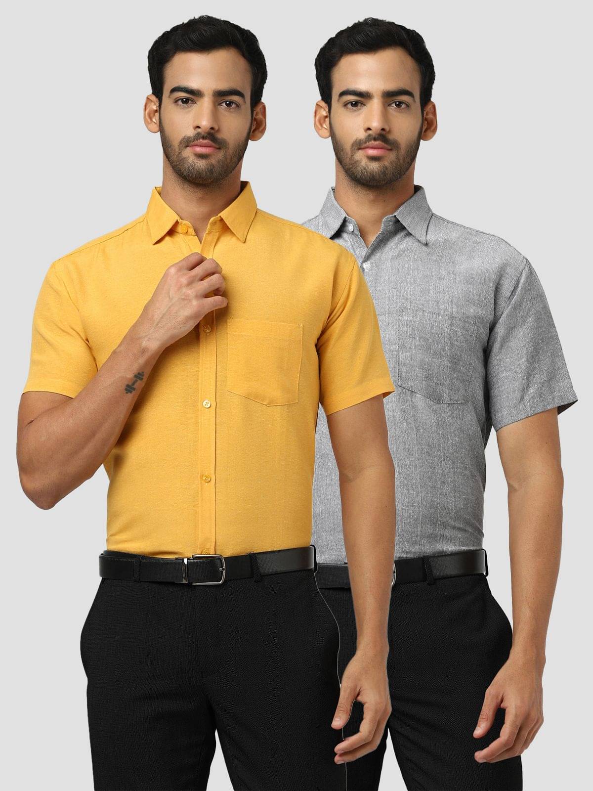     			DESHBANDHU DBK - Multicolor Cotton Regular Fit Men's Formal Shirt (Pack of 2)