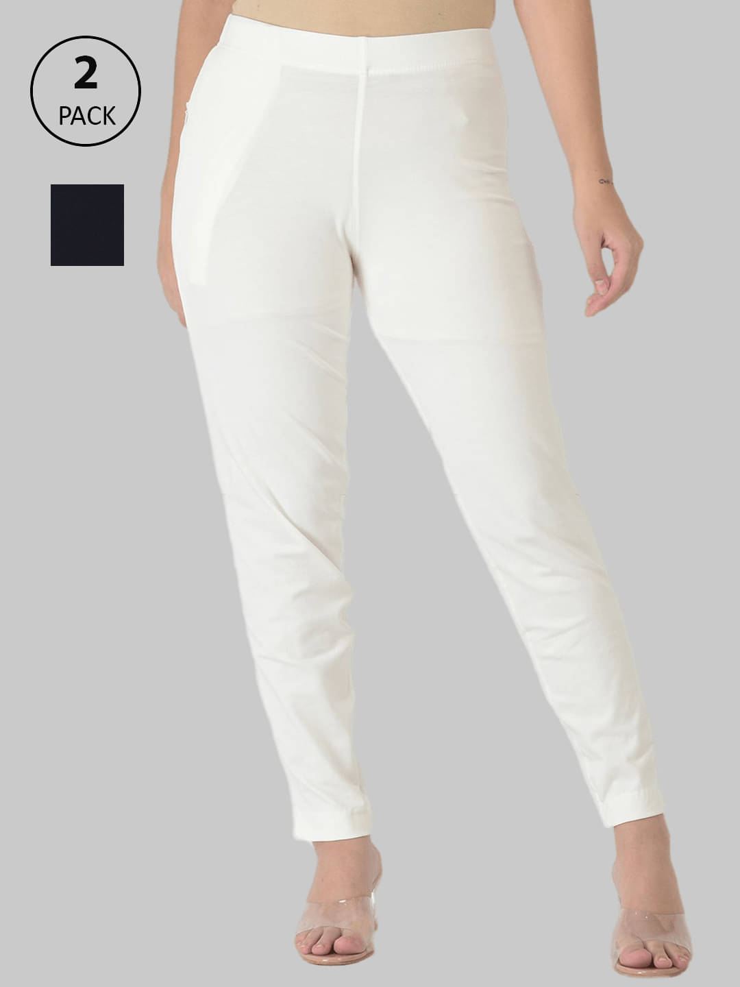     			Dollar Missy - Navy Cotton Regular Women's Casual Pants ( Pack of 2 )