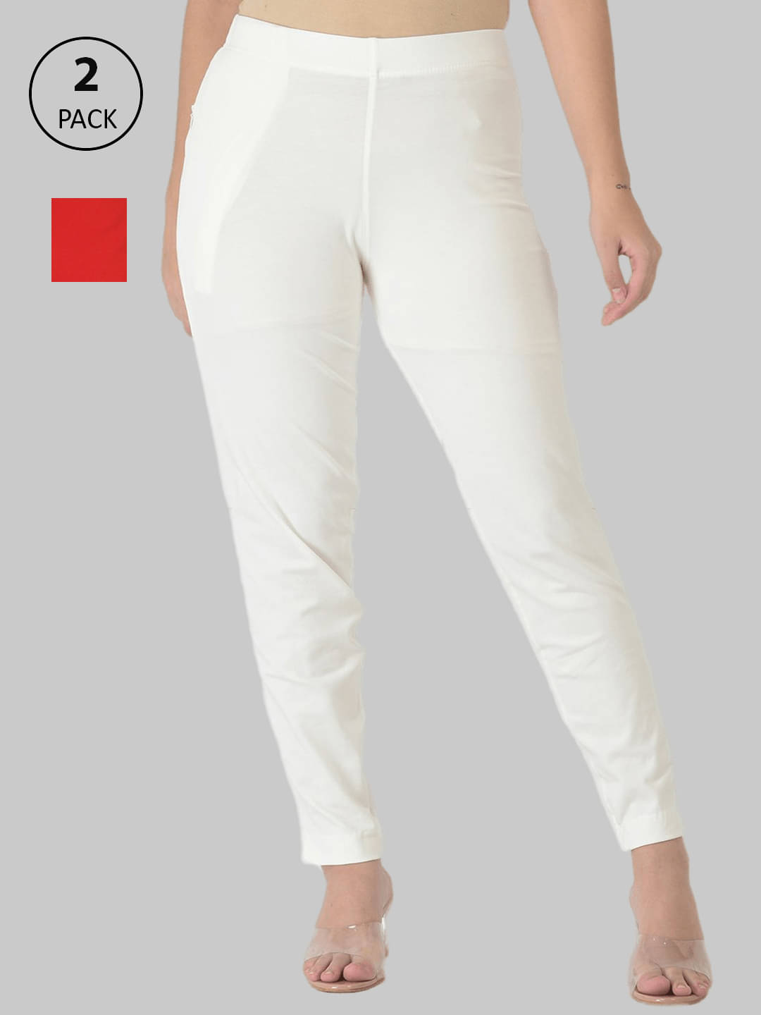     			Dollar Missy - Off White Cotton Regular Women's Chinos ( Pack of 2 )