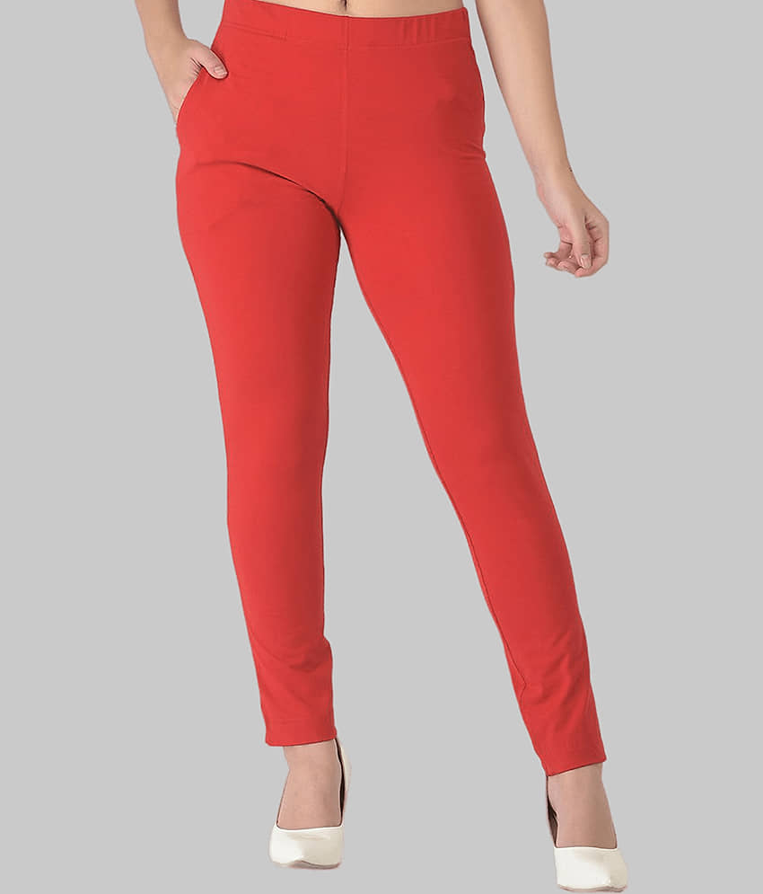 Dollar Missy - Red Cotton Regular Women's Casual Pants ( Pack of 1 ) - Trousers | Buy online on ZillyBuy