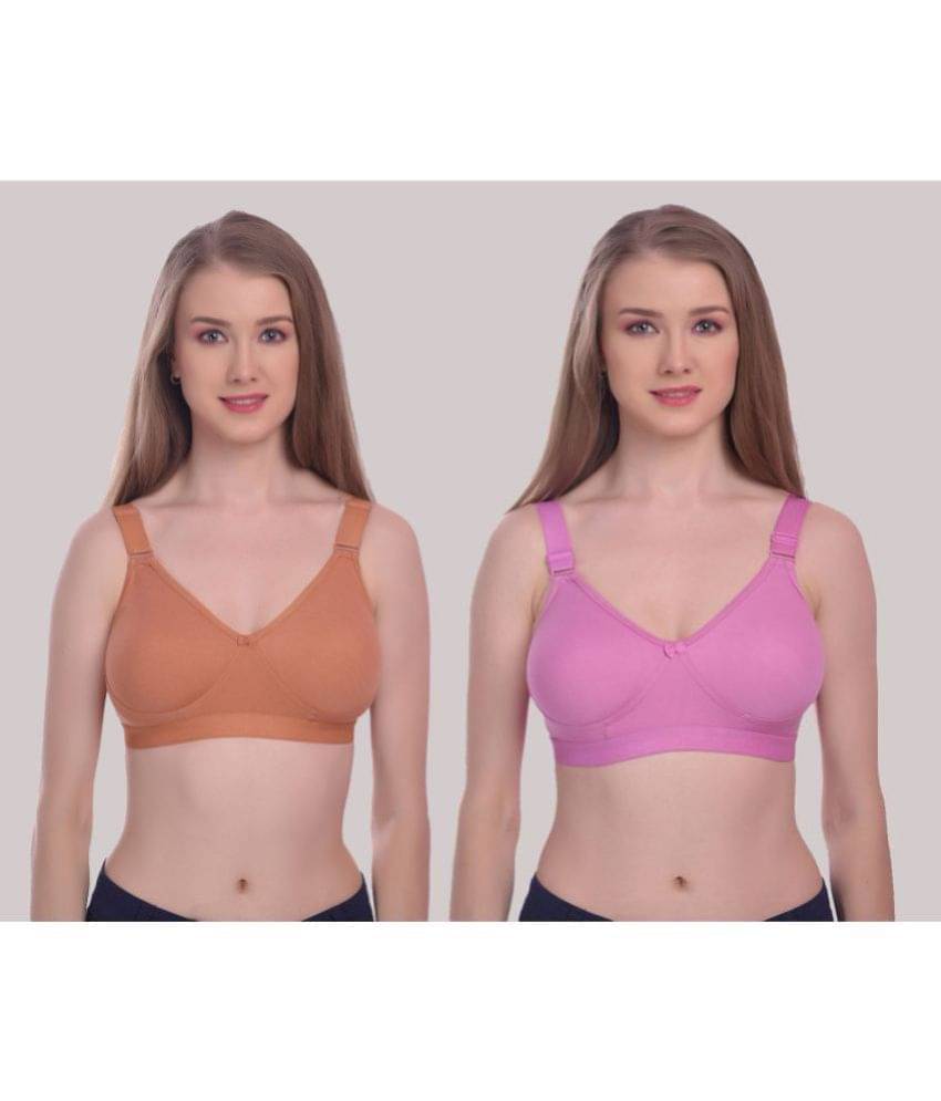     			Elina Pack of 2 Cotton Non Padded Women's Everyday Bra ( Pink )