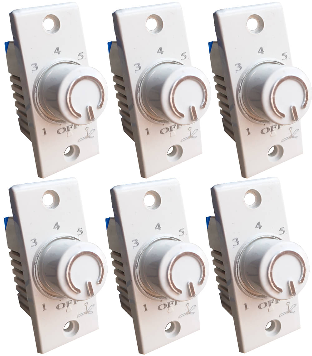     			Hiru SWITCH 7 STEP - 6 PCS Chrome FAN REGULATOR for Home & Office Step-Type Button Regulator