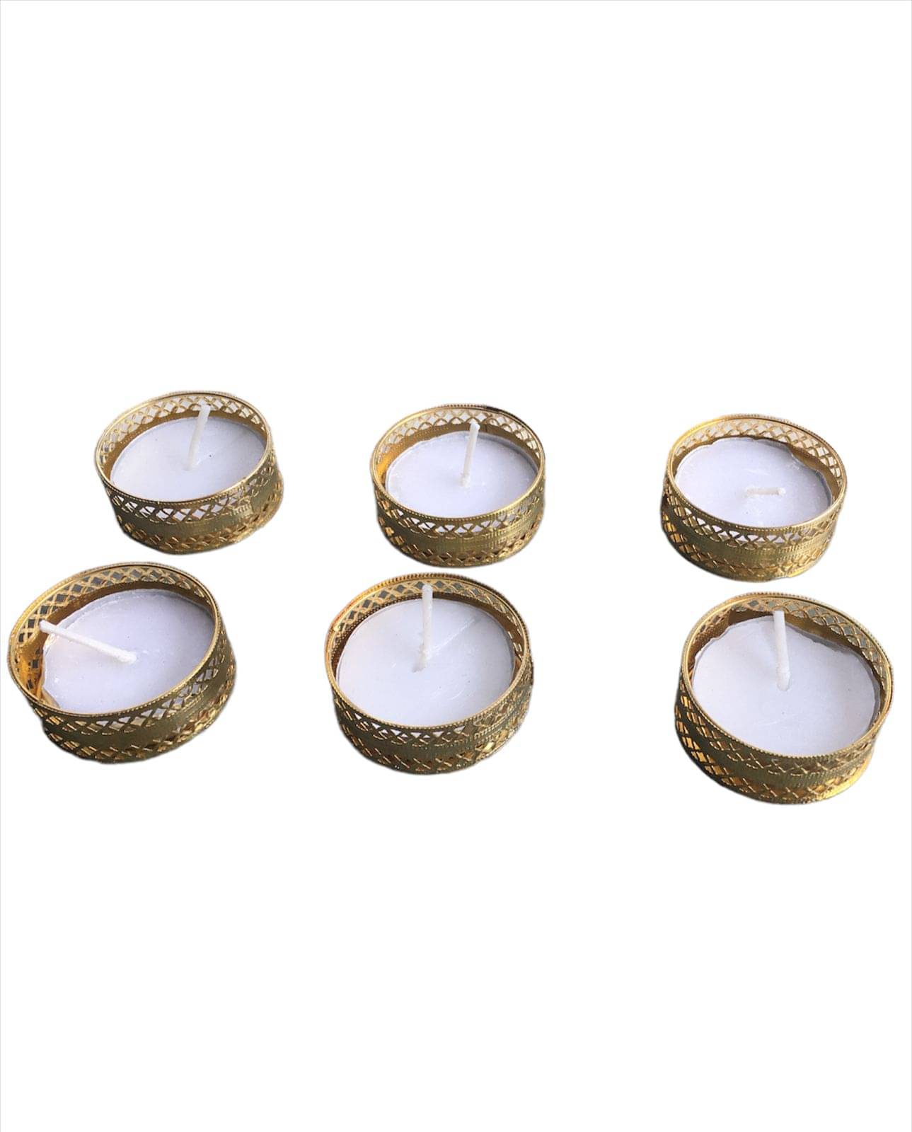     			THRIFTKART Gold Floor Brass Tea Light Holder - Pack of 6