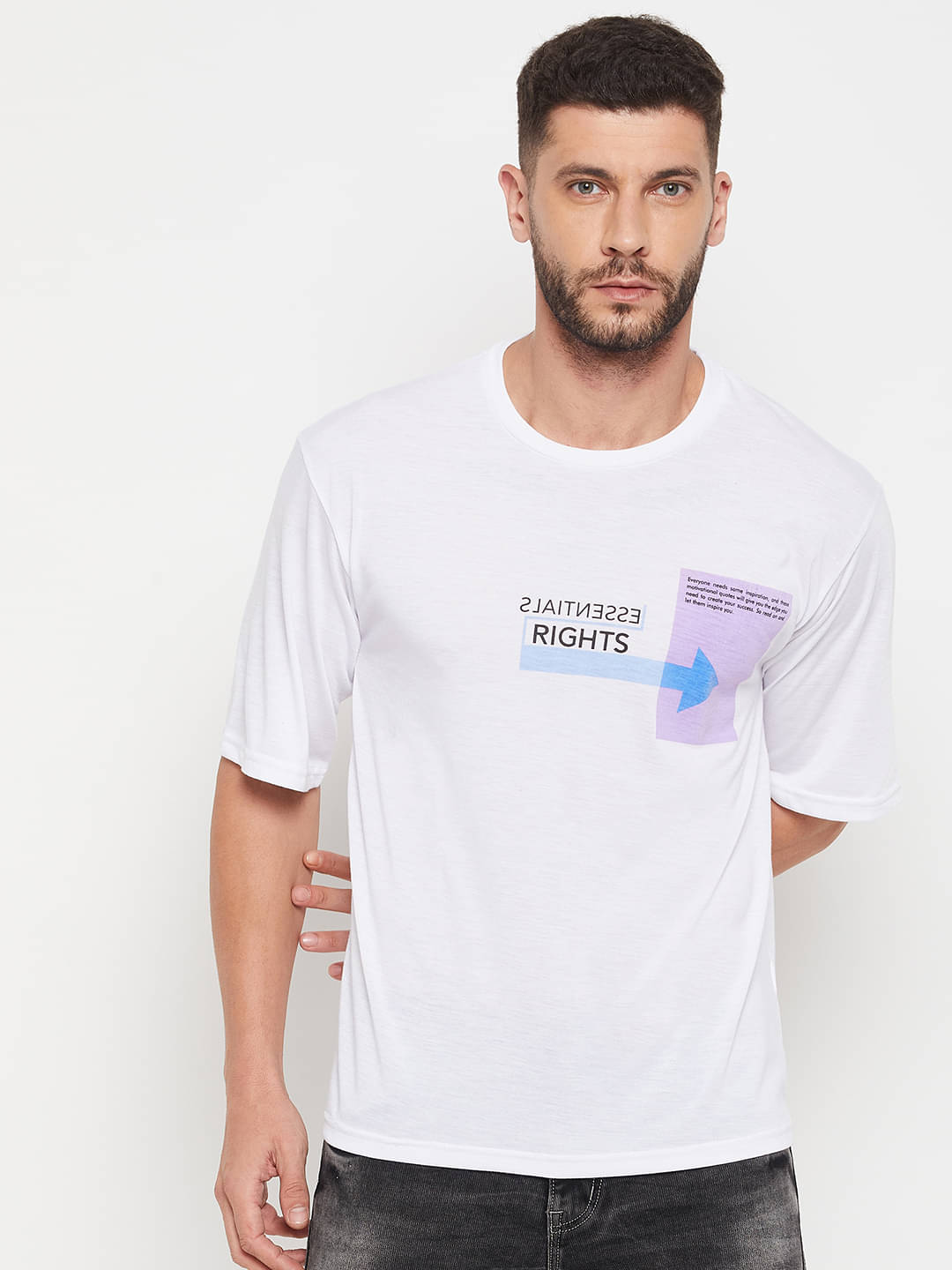     			AUSTIZ Pack of 1 Cotton Blend Regular Fit Men's T-Shirt ( White )