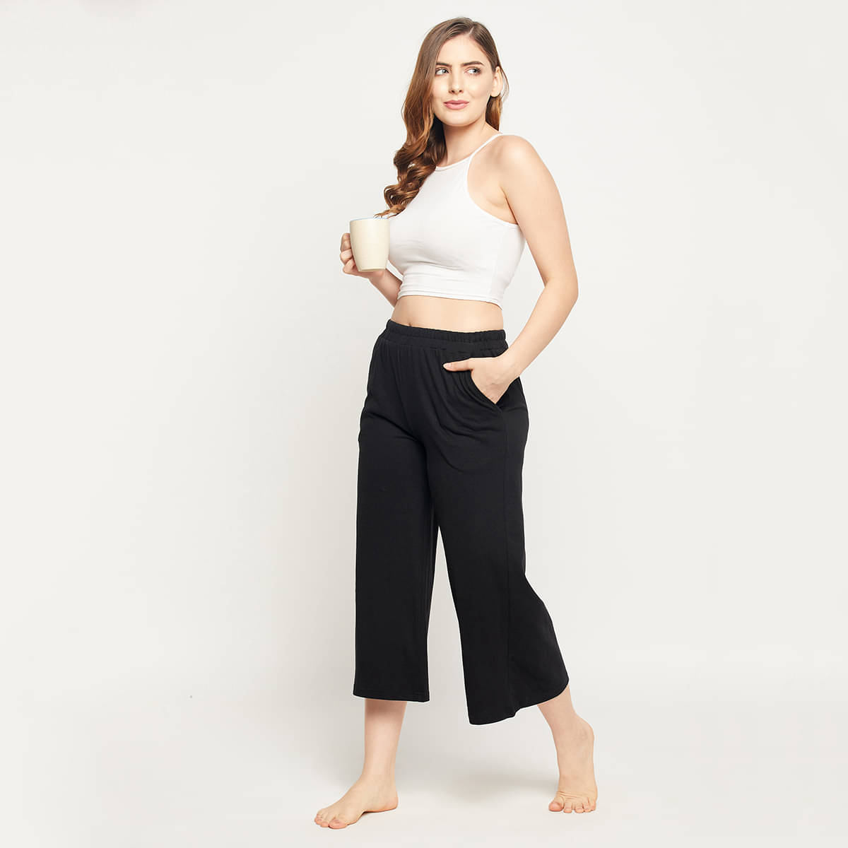     			Clovia - Black Cotton Blend Women's Nightwear Night Capris ( Pack of 1 )