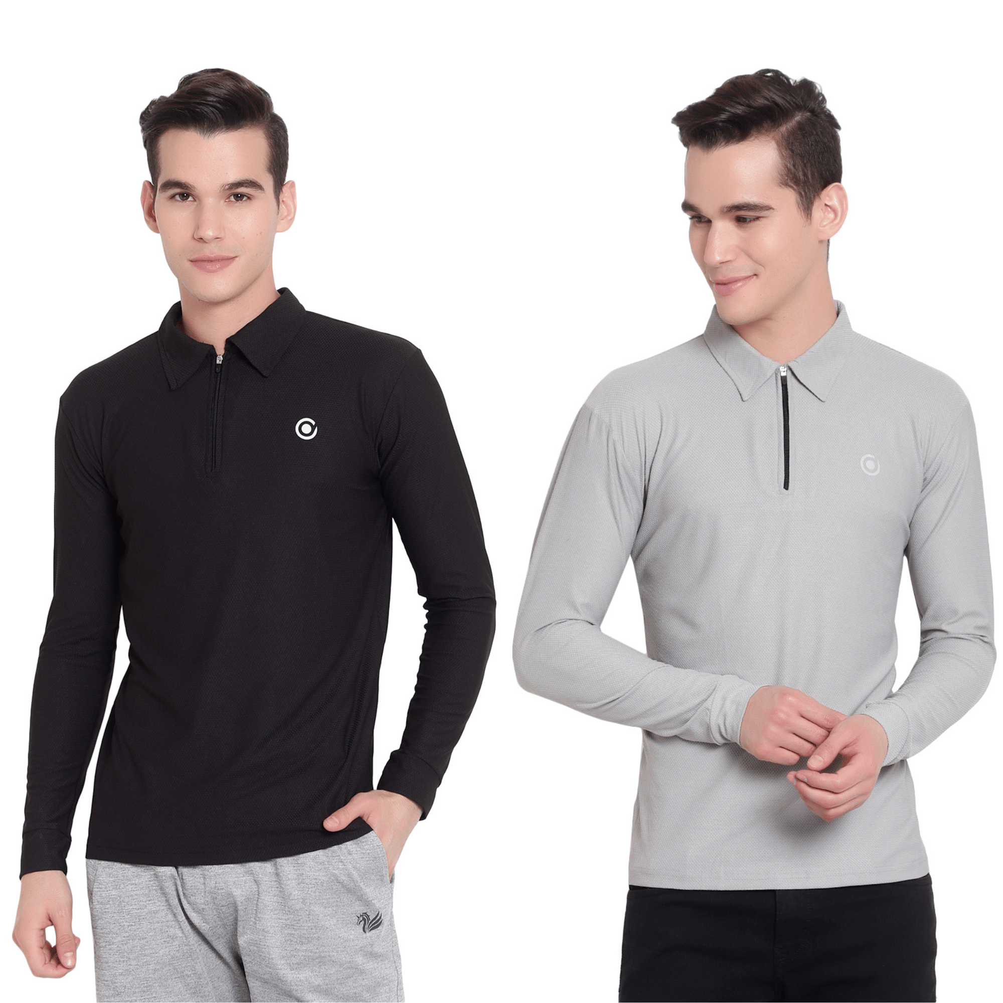 Diaz Pack of 2 Polyester Regular Fit Solid Full Sleeves Men's Polo T Shirt ( Multicolor ) Diaz Pack of 2 Polyester Regular Fit Solid Full Sleeves Men's Polo T Shirt ( Multicolor )