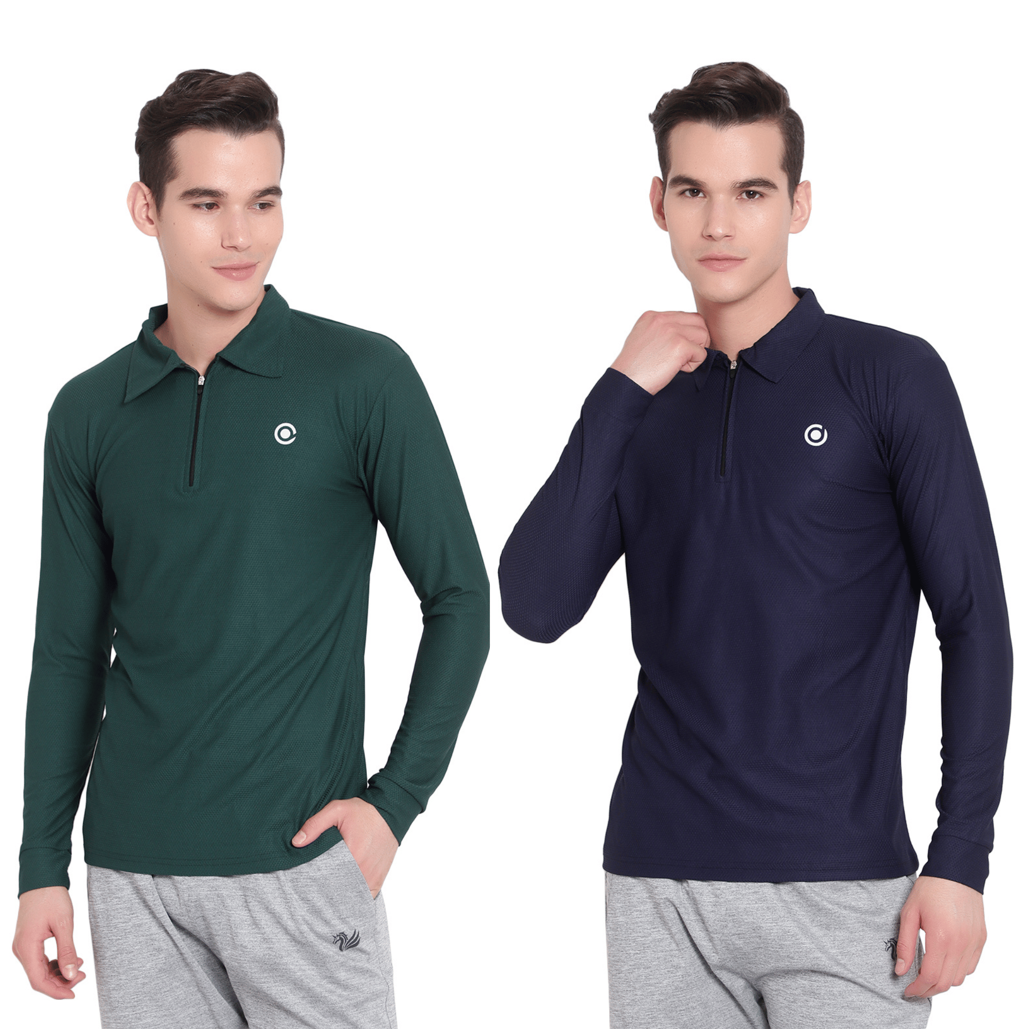     			Diaz Pack of 2 Polyester Regular Fit Solid Full Sleeves Men's Polo T Shirt ( Multicolor )