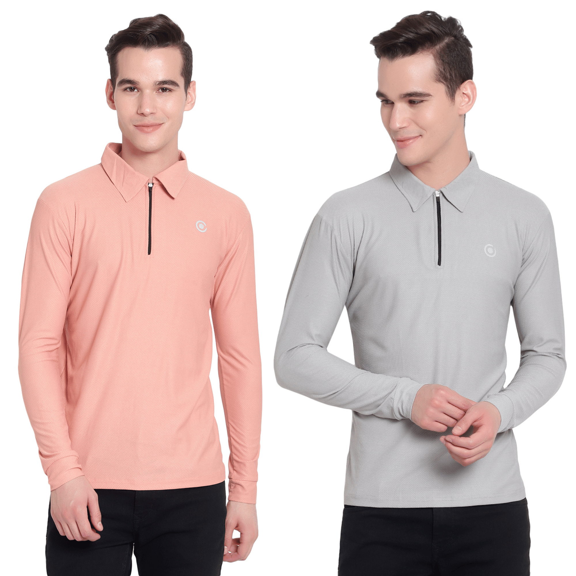     			Diaz Pack of 2 Polyester Regular Fit Solid Full Sleeves Men's Polo T Shirt ( Multicolor )