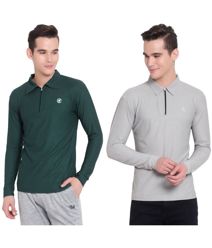 Diaz Pack of 2 Polyester Regular Fit Solid Full Sleeves Men's Polo T Shirt ( Multicolor ) Diaz Pack of 2 Polyester Regular Fit Solid Full Sleeves Men's Polo T Shirt ( Multicolor )