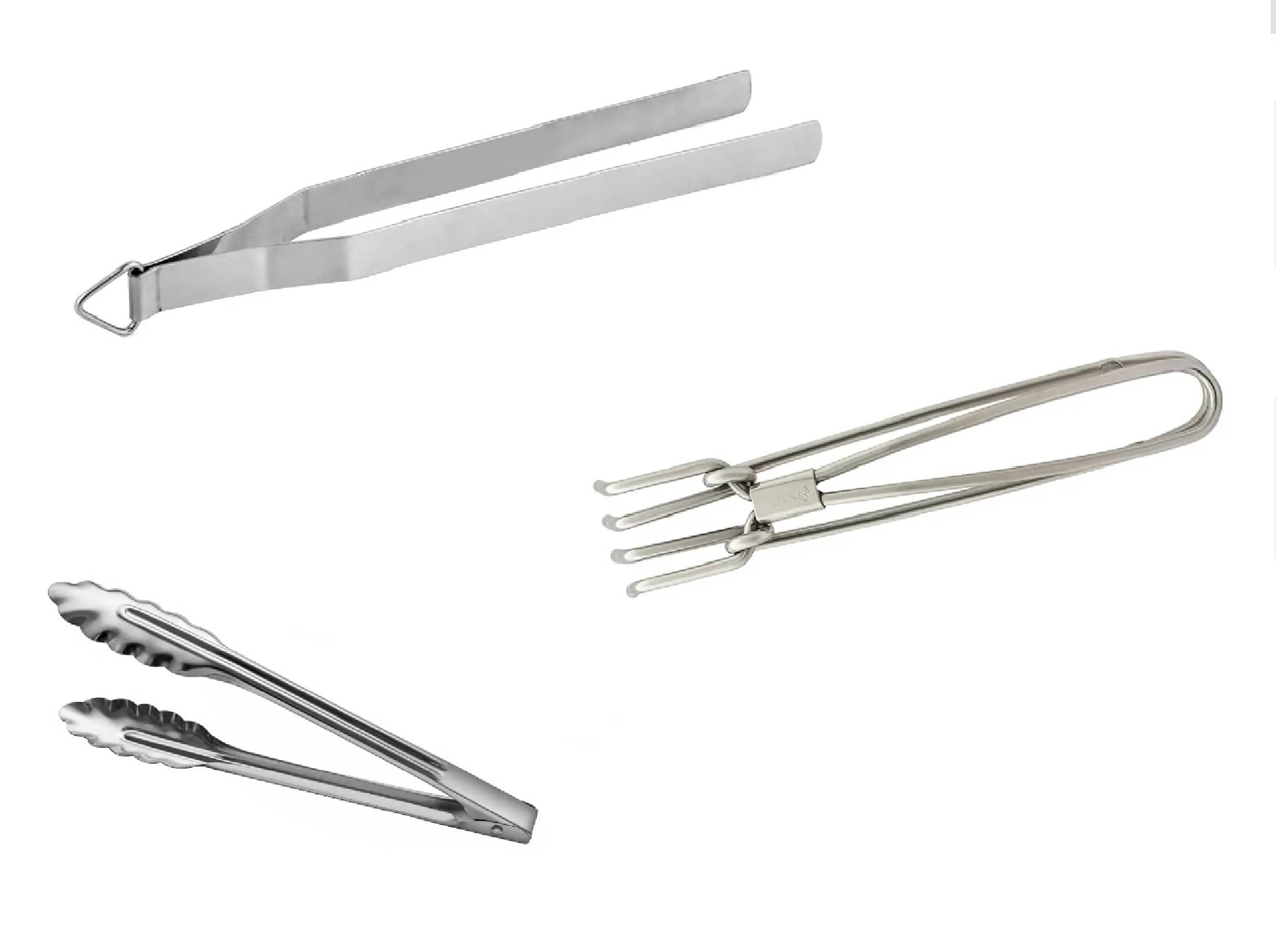     			Dynore - Silver Stainless Steel Chimta, Pakkad, Tong ( Set of 3 )