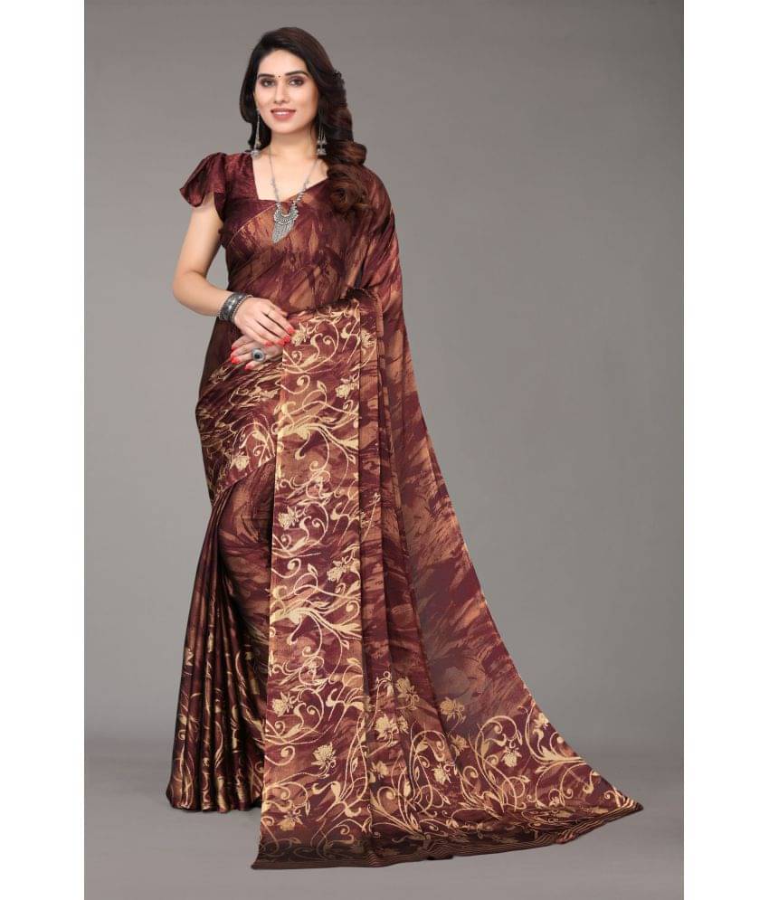 FABMORA Chiffon Printed Saree With Unstitched Blouse Piece ( Maroon ) FABMORA Chiffon Printed Saree With Unstitched Blouse Piece ( Maroon )
