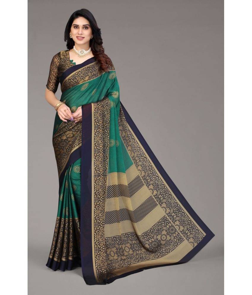     			FABMORA Chiffon Printed Saree With Unstitched Blouse Piece ( Rama )