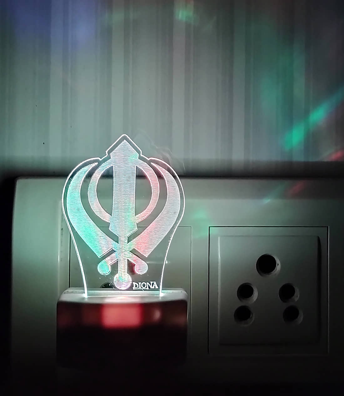 DIONA Night Lamp Khanda Sikh Symbol 3D Illusion Multi Color Changing Night Light