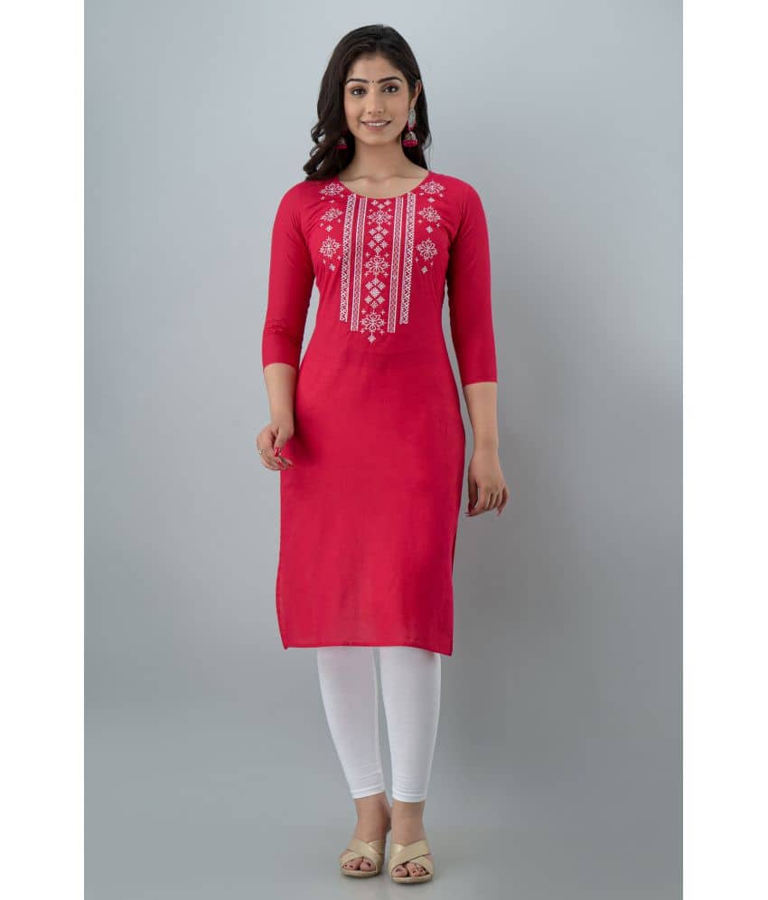 KSHARAA - Pink Cotton Women's Straight Kurti ( Pack of 1 ) - Kurtis, Tunics | Buy online on ZillyBuy