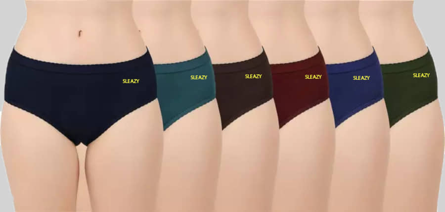 Sleazy Pack of 6 Cotton Solid Women's Briefs ( Multicolor )