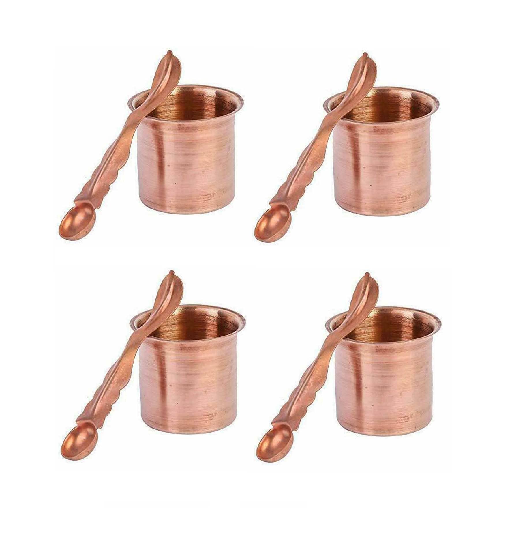 Spherulemuster - Copper Panchpatra & Pali ( Pack of 4 )