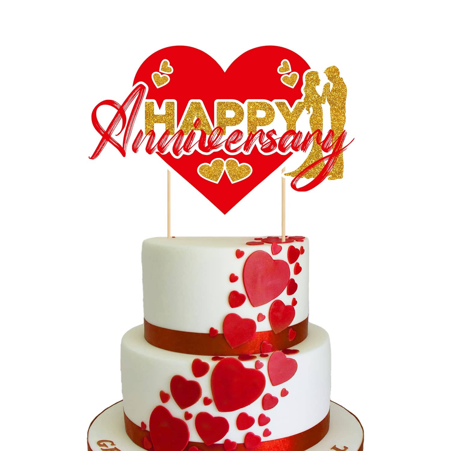 Gold Acrylic 'Happy Anniversary' Cake Topper – Reusable Party Decoration For Weddings, Birthdays, Company Events - View #6