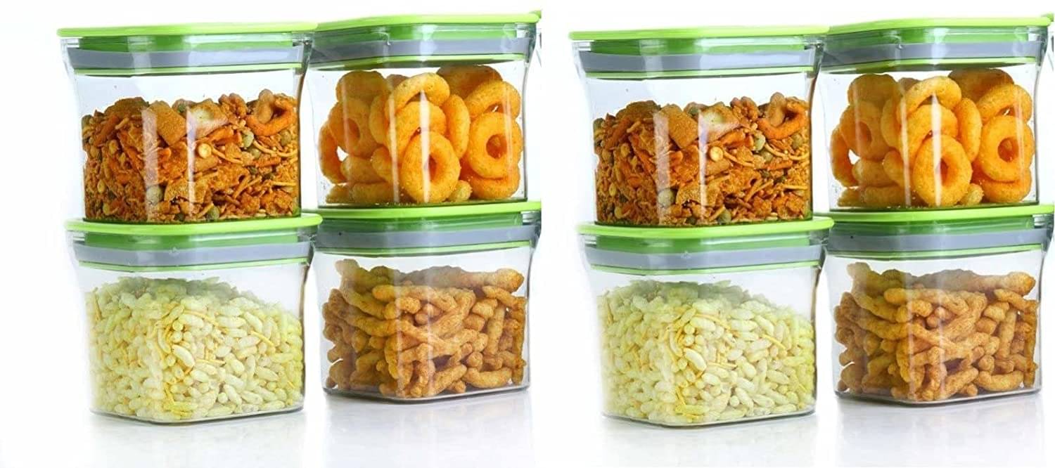     			Analog kitchenware - Polyproplene Green Food Container ( Set of 8 - 550 )