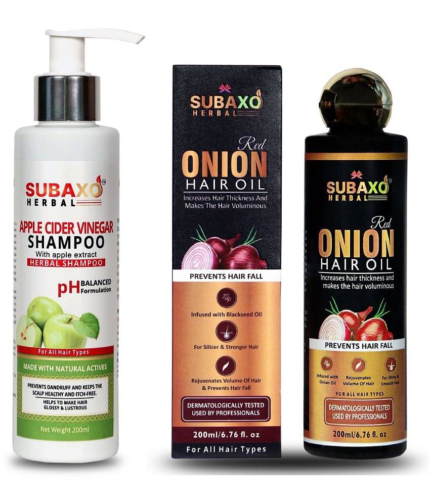     			Apple Cider Vinegar Herbal Shampoo 200 Ml & Ayurvedic Red Onion Hair Oil 200 Ml | Prevents Hair Fall | Long , Strong & Healthy Hair|  For Women, Men, Boys & Girls