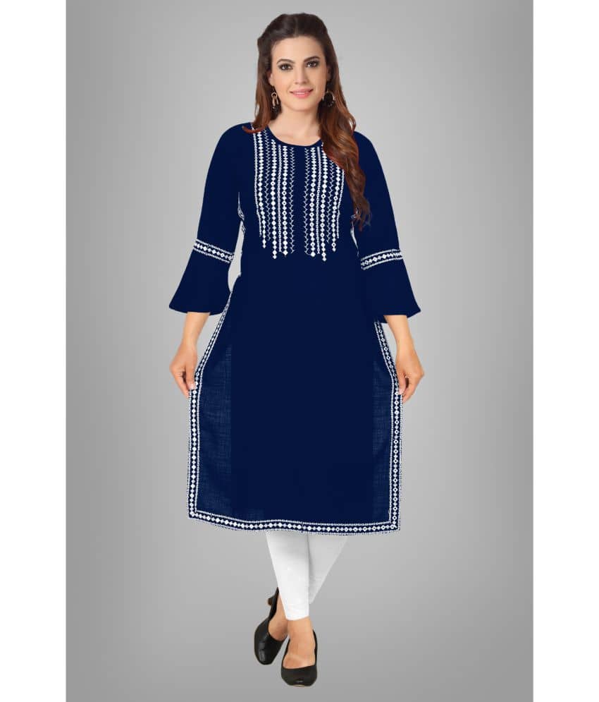 Kapadia - Blue Rayon Women's Straight Kurti ( Pack of 1 ) - Kurtis, Tunics | Buy online on ZillyBuy