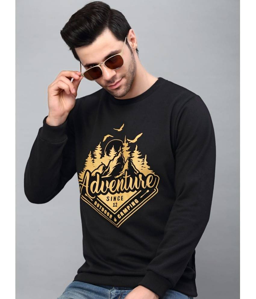 Rigo - Black Fleece Regular Fit Men's Sweatshirt ( Pack of 1 ) Rigo - Black Fleece Regular Fit Men's Sweatshirt ( Pack of 1 )