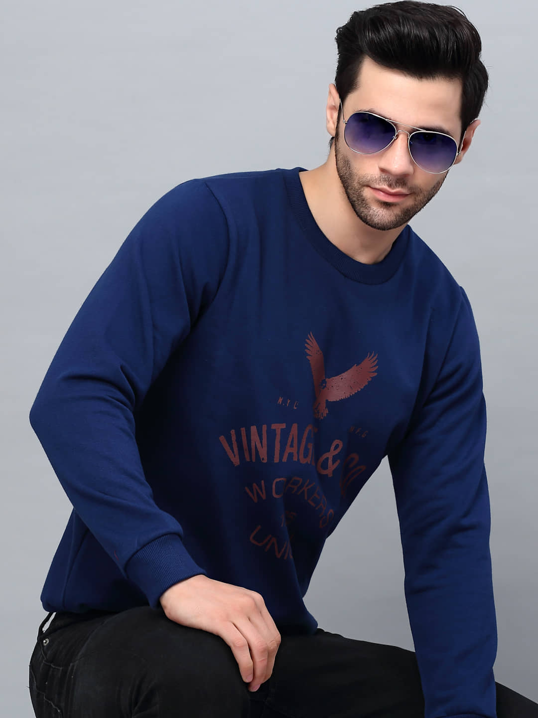 Rigo - Blue Fleece Regular Fit Men's Sweatshirt ( Pack of 1 )
