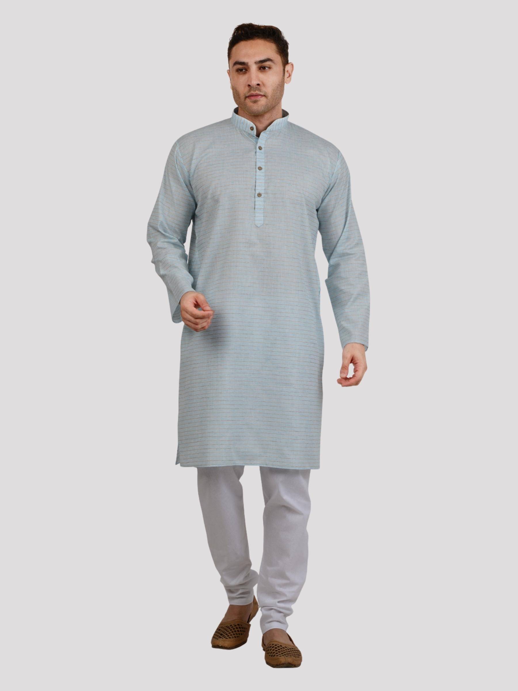     			Maharaja - Blue Polyester Regular Fit Men's Kurta Pyjama Set ( Pack of 1 )