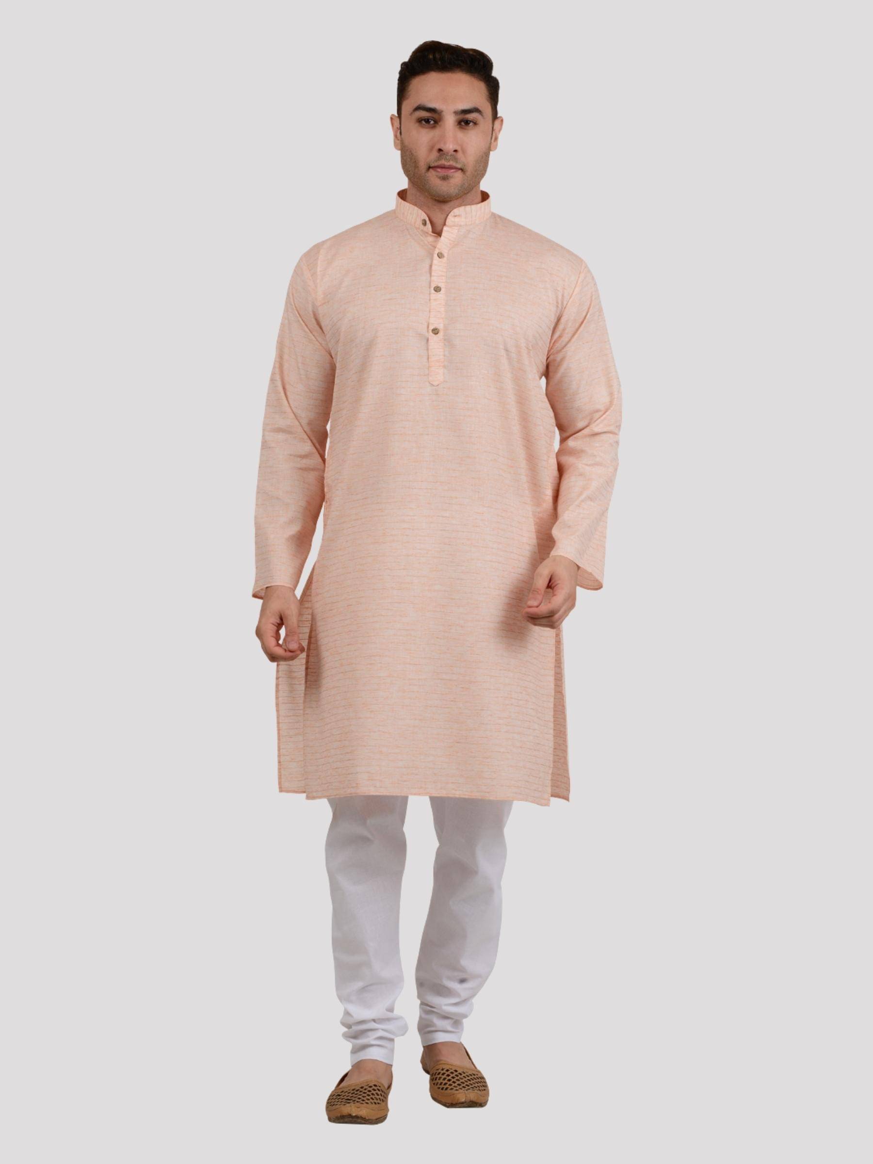 Maharaja - Orange Linen Regular Fit Men's Kurta Pyjama Set ( Pack of 1 ) Maharaja - Orange Linen Regular Fit Men's Kurta Pyjama Set ( Pack of 1 )