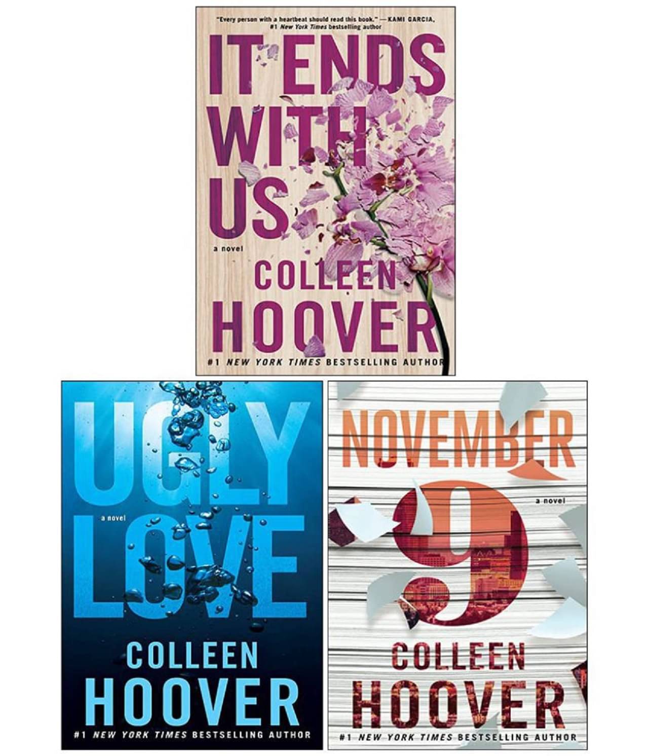 November 9 + It Ends With Us + Ugly Love: Colleen Hoover 3 Books Set (English, Paperback)     			November 9 + It Ends With Us + Ugly Love: Colleen Hoover 3 Books Set (English, Paperback)