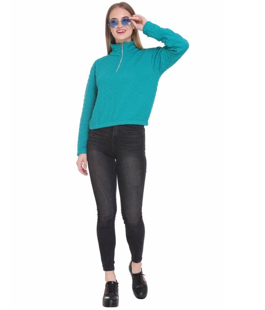     			RF RAVES Poly Cotton Green Non Hooded Sweatshirt