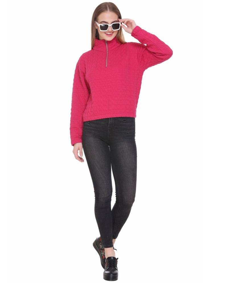     			RF RAVES Poly Cotton Pink Non Hooded Sweatshirt