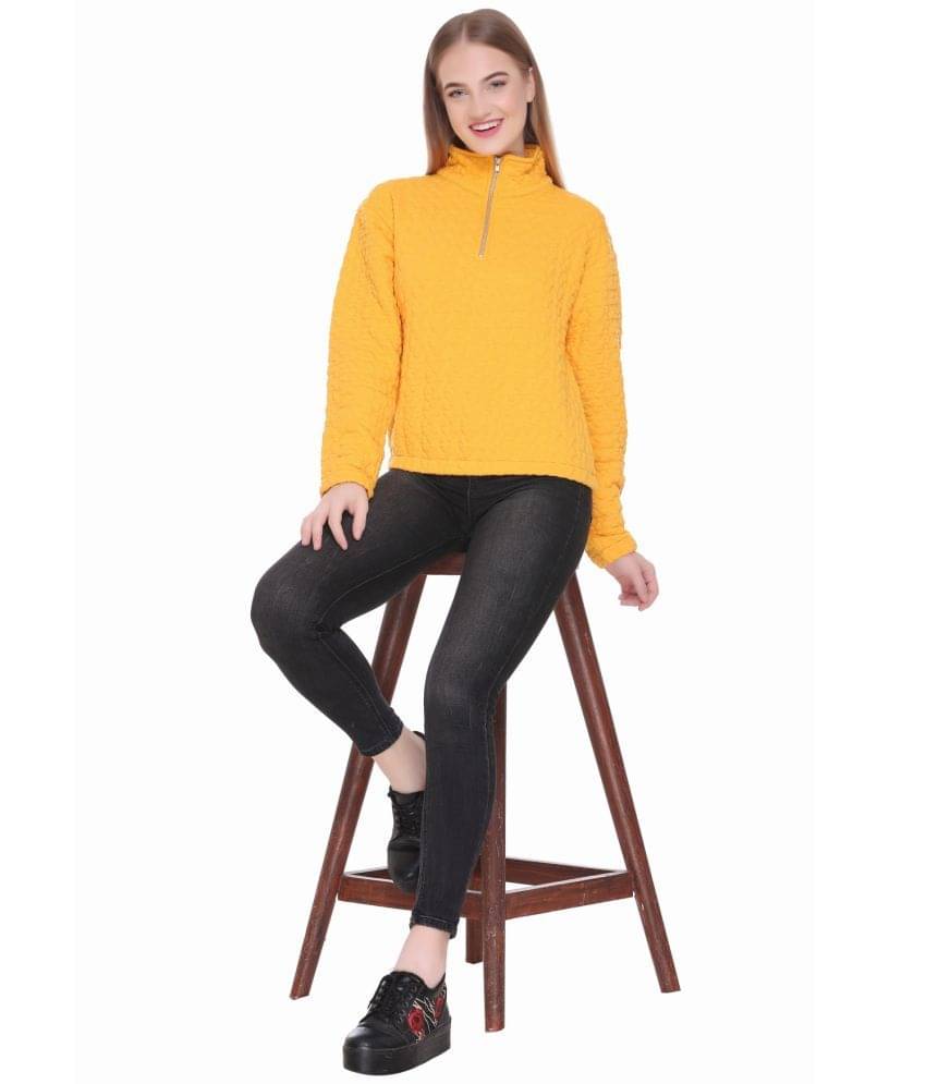     			RF RAVES Poly Cotton Yellow Non Hooded Sweatshirt