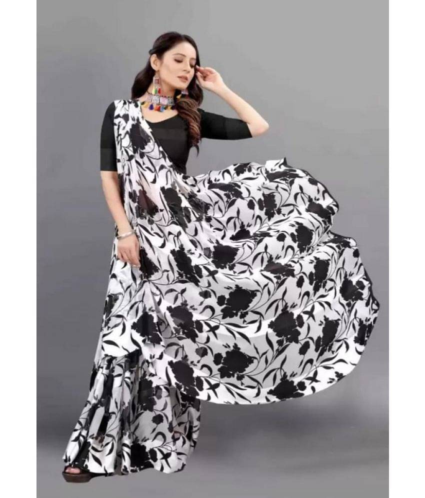 Sitanjali Georgette Printed Saree With Unstitched Blouse Piece ( Black ) Sitanjali Georgette Printed Saree With Unstitched Blouse Piece ( Black )