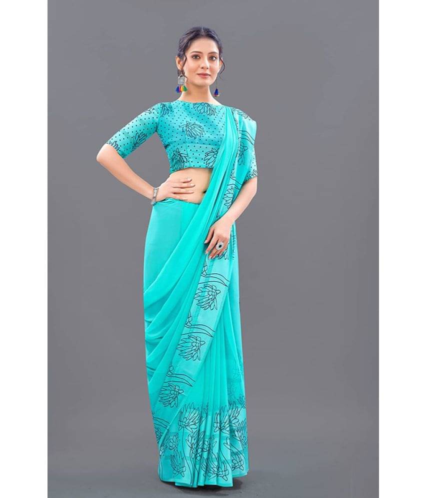     			Sitanjali Georgette Printed Saree With Unstitched Blouse Piece ( SkyBlue )