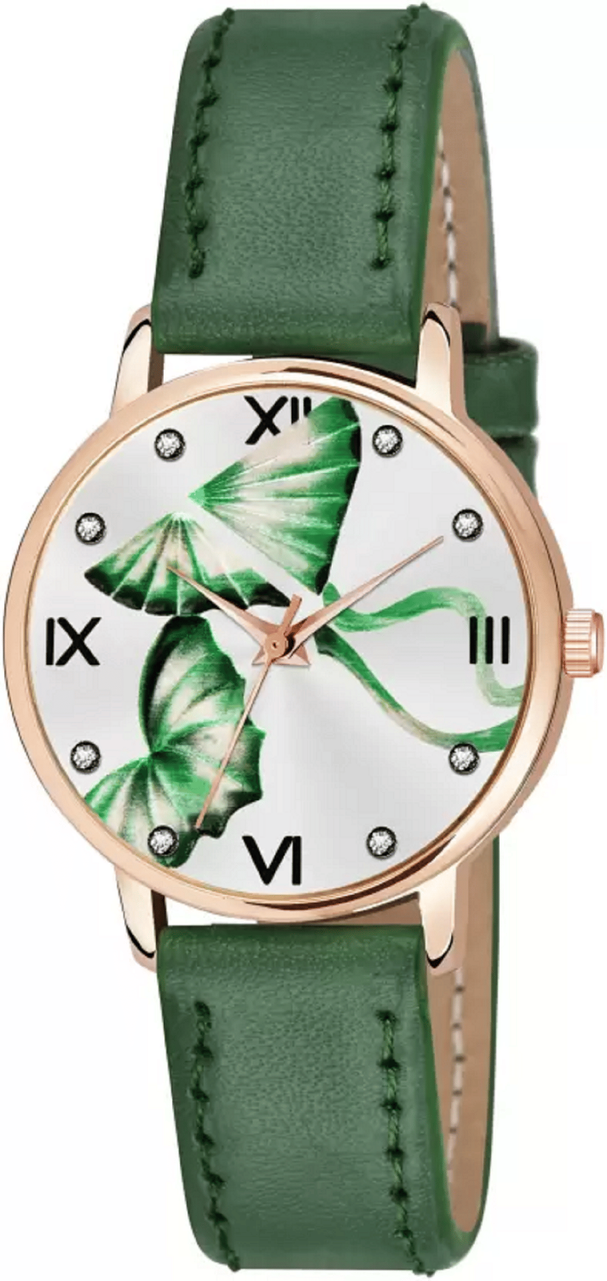 AQUA BLISS - Green Leather Analog Womens Watch