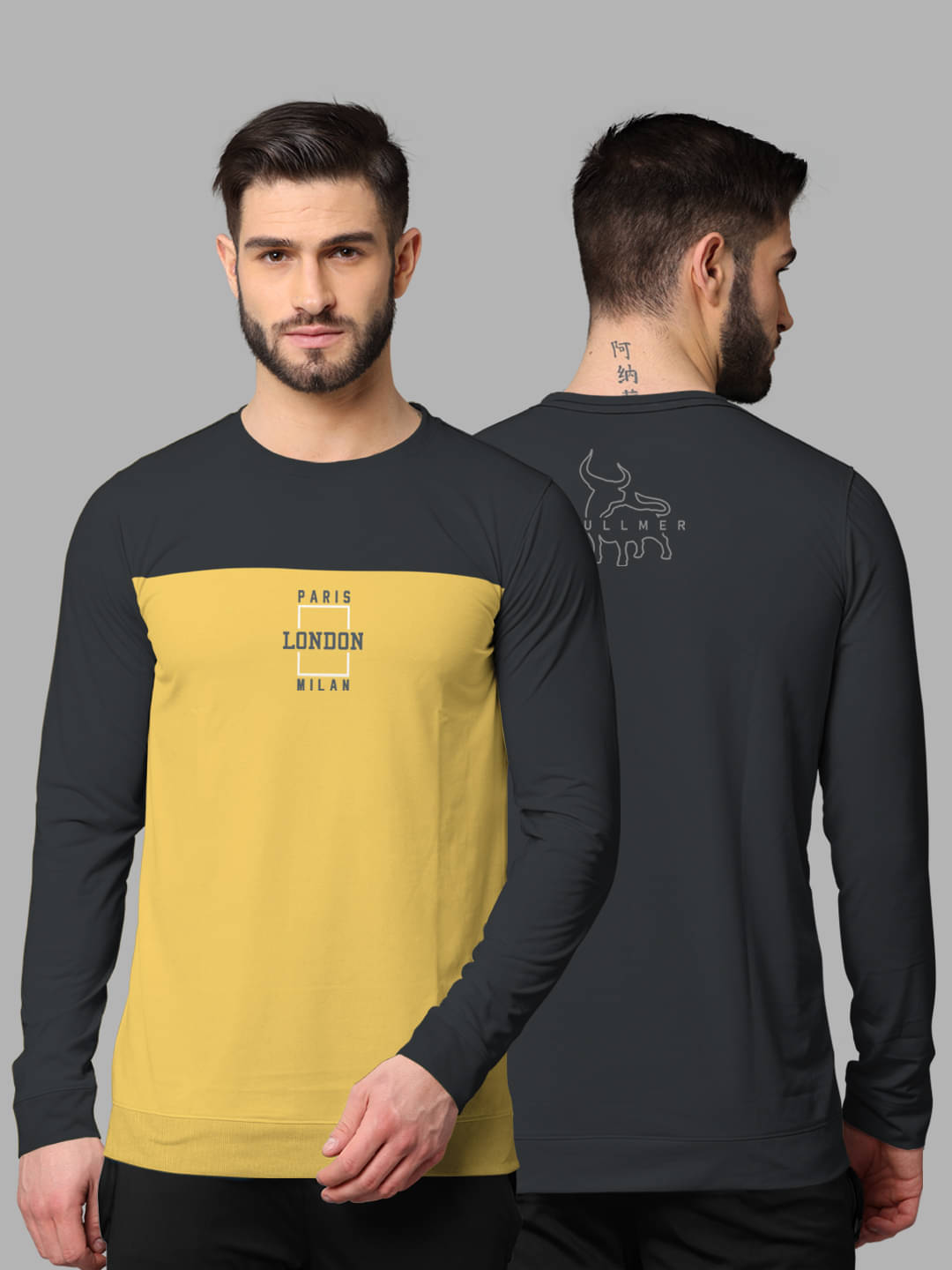     			BULLMER Pack of 1 Cotton Blend Regular Fit Men's T-Shirt ( Dark Grey )