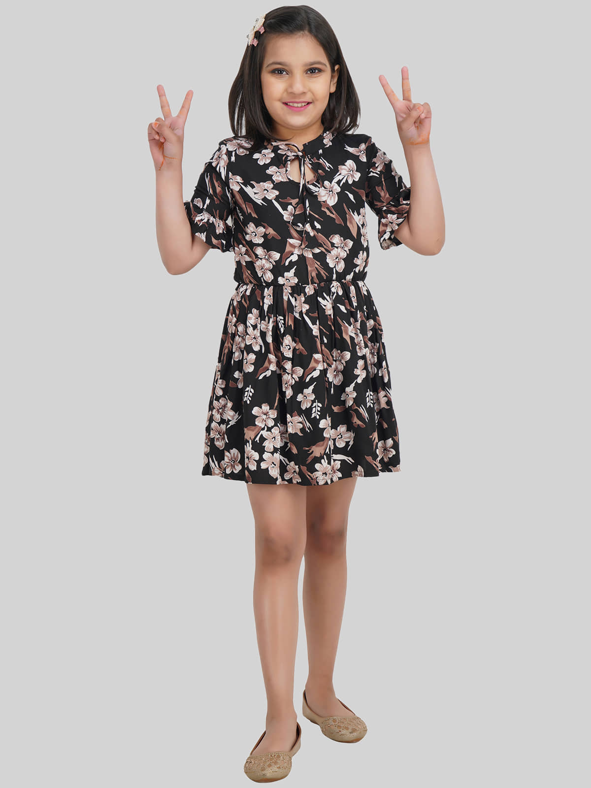 Being Naughty Rayon Fit And Flare Dress For Girls ( Pack of 1 , Black )